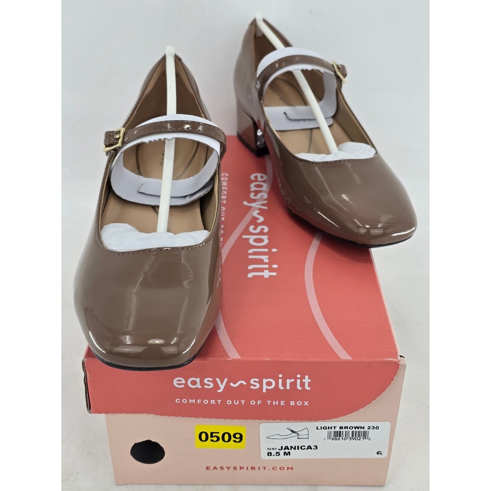 Easy Spirit Janica3 Mary Jane Pumps Womens 8.5 Brown Patent Block Heel - NEW